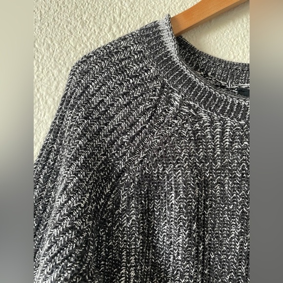 Ellen Tracy Knit Tunic Sweater Women’s L Black Marbled Cotton Rolled Round Neck - Picture 5 of 13